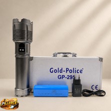 Gold Police GP-295 Profesyonel El Feneri | 300W – 30.000 Lümen – 36.800 Mah – Zoomlu – Type-C Hızlı Şarj