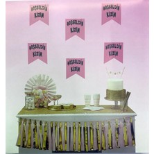 Aletools  Pembe Üzeri Gümüş Renk Hoşgeldin Kızım Bayrak Süs