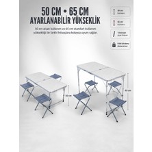 Shopwave 4 Sandalyeli Katlanabilir Kamp Masası Portatif Bahçe Kamp ve Piknik Masa Seti