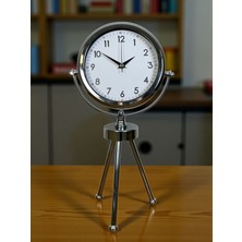 Aletools Krom Modern Classic Üç Ayaklı Metal Masa Saati
