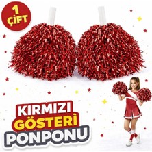 Aletools  1 Çift ( 2 Adet ) Kırmızı Renk 23 Nisan 19 Mayıs 29 Ekim Okul Gösteri Ponponları Ekstra Dolgun