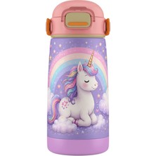 Puccon 420 ml Kız Çocuk Unicorn Desenli Paslanmaz Çelik Termos Matara Suluk - 60011