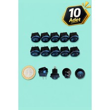 Tabis Yuvarlak Mini Anahtar | 10 Adet | 2 Pin | 15 mm | Aç Kapa On-Off Işıksız Switch Mini Buton | KCD11 Siyah