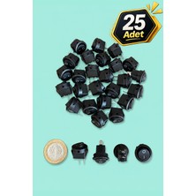 Tabis Yuvarlak Mini Anahtar | 25 Adet | 2 Pin | 15 mm | Aç Kapa On-Off Işıksız Switch Mini Buton | KCD11 Siyah
