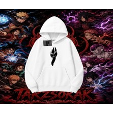 Tarzsokak Orochimaru Naruto Anime Karakter Oversize Unisex Kapşonlu Sweatshirt Beyaz