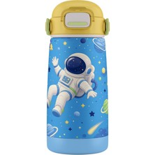 Puccon 420 ml Sarı Mavi Astronot Baskılı Çelik Matara - Erkek Çocuk - 60008
