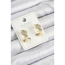 Xuping Zirkon Taşlı Kalp Model Gold Renk Kadın Küpe