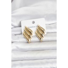 316L Çelik Gold Renk Motif Model Kadın Küpe