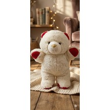 Liva Atelier Sevimli Kırmızı Detaylı Beyaz Peluş Ayıcık