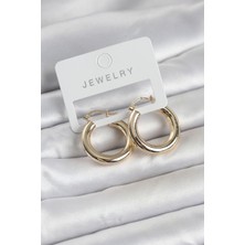 Gold Renk Pirinç Halka 25 mm Kadın Küpe