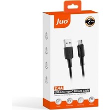 12W Usb-A To Type-C Silikon Hızlı Şarj ve Data Kablosu Siyah 2 Metre
