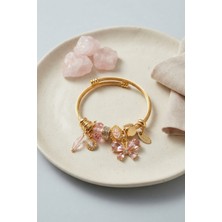 Pembe Kelebek Model Charmlı Bileklik