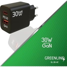 30W Gan Type-C ve Usb-A Girisli Hizli Sarj Adaptörü