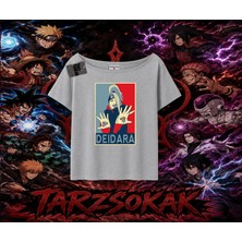 Tarzsokak Deidara Naruto Anime Karakteri Kadın Kayık Yaka Tişört Beyaz