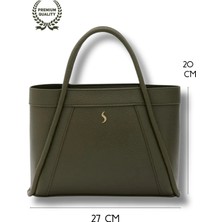 Santini Collection Çanta Kadın El Çantası Kol Çantası Omuz Çantası Deri Çanta Çapraz Askılı Çanta Haki Tote – Mirae Large