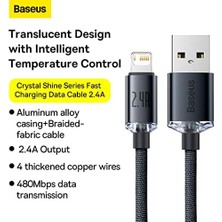 Crystal Hızlı Şarj Kablosu, Lightning – 1.2m, Uyumlu, Güçlendirilmiş Yapı, Dayanıklı ve Hızlı Veri Aktarımı, Siyah