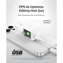 Usb-C Fiş 25 W - Usb-C Telefon Şarj Cihazı, 16, 15 Plus, Pro, Pro Max, Ipad, Galaxy S25, 9, Switch ve Fazlası Için Pd 3.0 Pps Hızlı Şarj Cihazı, Beyaz