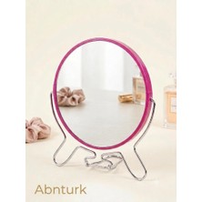 Abnturk Çift Taraflı Büyüteçli Şık Tasarımlı Stantlı Masa Üstü Makyaj Aynası (Ayna Kısmı 14,5cm)