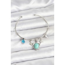 Caretta Caretta Charmlı Gümüş Renk Kadın Bileklik
