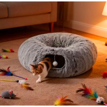 Hesperus Kedi Tüneli ve Yatak 2'si 1 Arada | Yumuşak Kumaşlı Kedi Tünel Yatağı | Kediler Için Saklanma, Dinlenme ve Uyuma Alanı | Konforlu Evcil Hayvan Yatağı