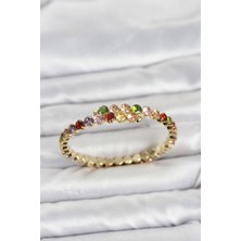 Pirinç Gold Renk Karışık Renk Zirkon Taşlı Kadın Bileklik