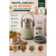 Begin Power 1.5 lt 2'li paslanmaz Çelik Sızdırmaz Termos Yemek Taşıma Kabı / Sefer Tası Beslenme Kutusu