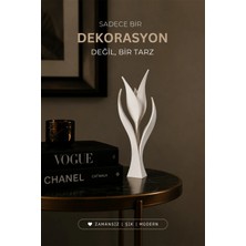 İBERİALHOME Mini Lale Dekoratif Obje Biblo | Minimal Lale Heykeli | Modern Masa Üstü Dekoru | Küçük Dekoratif Biblo | Salon Ofis Raf Dekorasyonu Beyaz