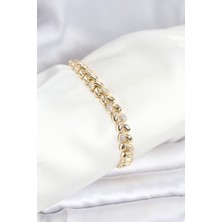 Pirinç Gold Renk Vıp Seri Sarmal Damla Model Zirkon Taşlı Kadın Bileklik
