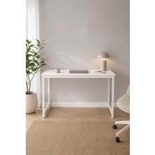 Beyaz Çalışma Masası Minimal Bilgisayar Masası Ofis ve Ev Için Modern Masa