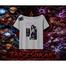 Tarzsokak Orochimaru Naruto Anime Karakter Kadın Kayık Yaka Tişört Beyaz