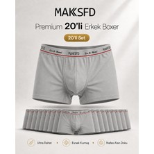 MAKSFD 20'li Erkek Boxer Seti %95 Pamuk %5 Elastan Pamuklu Esnek Rahat Boxer İç Giyim Damat Bohçası Çeyiz Seti