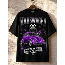Carismatisort Volkswagen Klasik Mor Araba Bay Bayan Unisex Kadın Erkek Tişört Tshirt