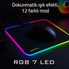 IMP-024T Empousa Rgb 7 LED Medıum Mousepad (320X270X3MM),12 Farklı Değişebilen Dokunmatik Işık Efekti,hızlı Kayan Yüzey, Kaymaz Kauçuk Taban