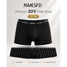 MAKSFD 20'li Erkek Boxer Seti %95 Pamuk %5 Elastan Pamuklu Esnek Rahat Boxer İç Giyim Damat Bohçası Çeyiz Seti