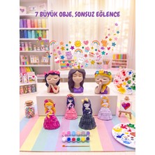 Sharp & Art Cici Kızlar Boyama Seti, 7 Kocaman Obje, 12 Renk Boya, 2 Adet Farklı Uçlu Fırça