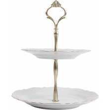 Altın Yaldız 2 Katlı Kurabiye Tabağı 21CM