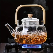 Empressco Isıya Dayanıklı Borosilikat Cam Demlik – Bambu Saplı Cam Süzgeçli Filtreli Şık Demlik