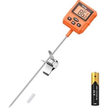 Temppro TP511 Programlanabilir Alarmlı, Ayarlanabilir Işıklı Ekranlı ve Tencere Klipsli Dijital Şeker, Yağ ve Gıda Termometresi (25.4 cm Uzun Prob)