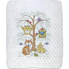 Design Works Crafts Janlynn Kanaviçe Yorgan Seti, Bebek Ormanı Için Damgalı