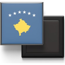 İberk Buzdolap Magneti Kosova Kosovo Priştine Bayrağı - Vektörel Bayrak