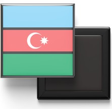 İberk Buzdolap Magneti Azerbaycan Azerbaijan Bakü Bayrağı - Vektörel Bayrak