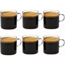 6'lı Şeffaf Cam Espresso Bardak Seti – Isıya Dayanıklı Minimal Tasarım Kahve Bardakları – 6 cm Yükseklik, 6 cm Çap – Türk Kahvesi, Espresso ve Kafe Kullanımı Için Şık Sunum Bardakları