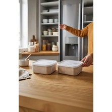 2'li Set No Frost Saklama Kabı Latte 700 ml