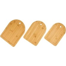 Bambu 3 Lü Set Oval Kesme Tahtası Peynir Servis Sunum Tepsi Et Sebze Doğrama Tahtası 3 Adet