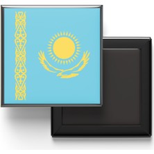 İberk Buzdolap Magneti Kazakistan Kazakhstan Astana Bayrağı - Vektörel Bayrak