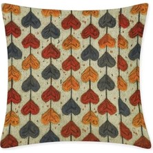 4’lü Dijital Baskılı Dekoratif Yastık Kılıfı Seti 45X45 cm - Retro Yaprak Deseni, Sonbahar Renkleri (Kırmızı, Turuncu, Gri) - Keten Dokulu Kumaş, Yumuşak ve Dayanıklı Kırlent Kılıfı - Ev, Ofi