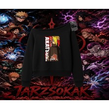 Tarzsokak Deidara Naruto Anime Karakteri Kadın Kayık Yaka Sweatshirt Beyaz