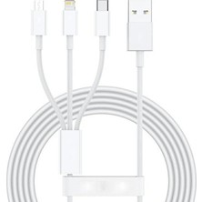 3ü1 Arada USB Kablo. Şarj Kablosu, Çoklu Sarj Kablosu 3 Uçlu Type-C Uyumlu