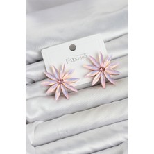 Clariss Pembe Kristal Taşlı Lotus Model Kadın Küpe