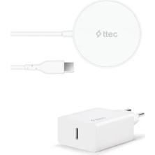 Aircharger M+ Magsafe Uyumlu Kablosuz Şarj Aleti ve Pd 20W Seyahat Şarj Aleti Beyaz